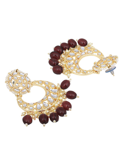 Gold-Plated Pearl Necklace Set With Dangle Earrings