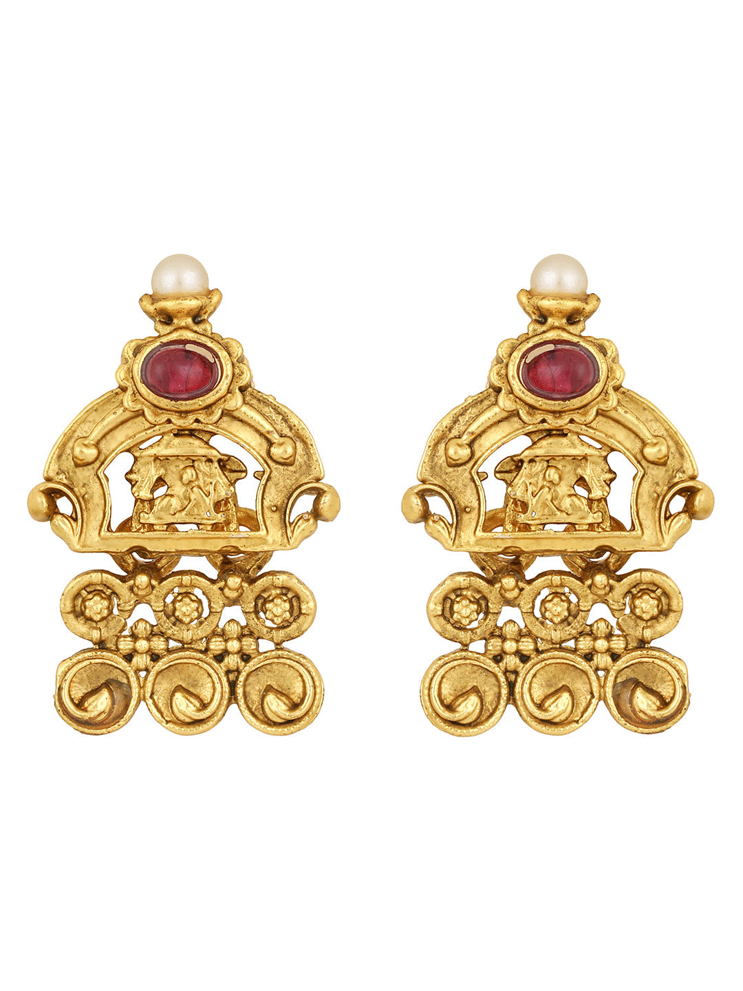 Gold-Plated Pearl Necklace Setwith Drop Earring