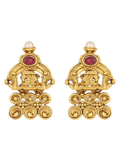 Gold-Plated Pearl Necklace Setwith Drop Earring