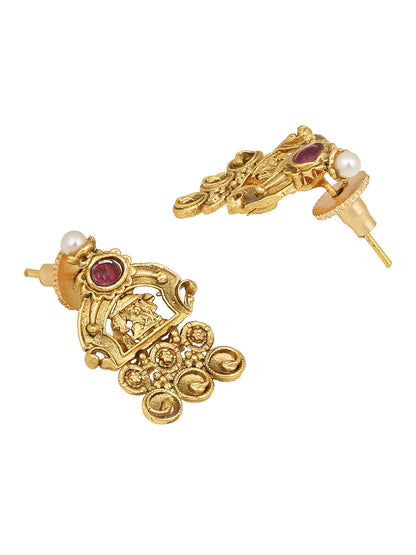 Gold-Plated Pearl Necklace Setwith Drop Earring