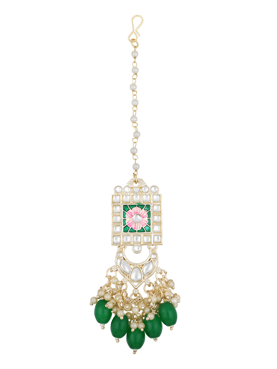 Gold-Plated Pearl Necklace Set With Dangle Earrings