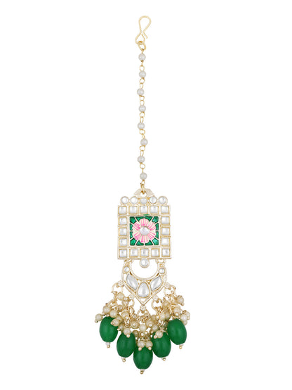 Gold-Plated Pearl Necklace Set With Dangle Earrings