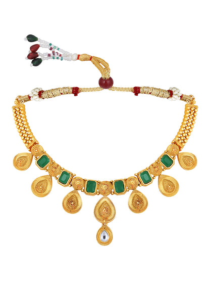 Gold Plated Artificial Stone Studded Ethnic Choker Jewellery Set