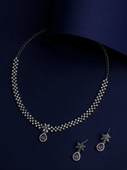 Stunning Eye-Catchy Silver Toned Toned CZ-Studded Jewellery Set