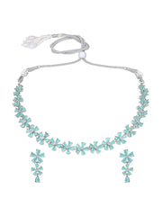 Stunning Eye-Catchy Silver Toned CZ-Studded Jewellery Set