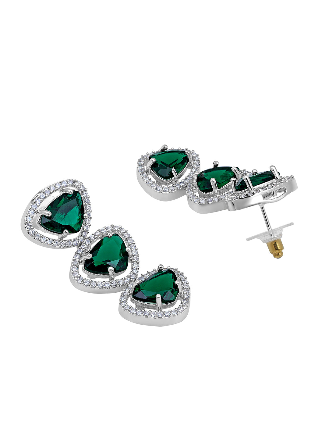 Verdant Bliss: Rhodium-Plated Choker & Earring Set