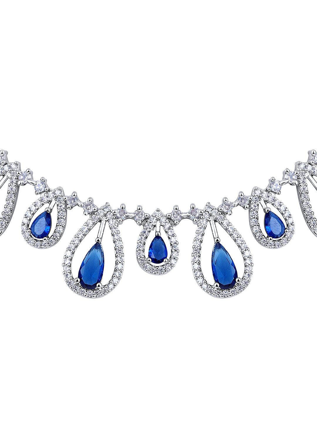 Midnight Radiance: Rhodium-Plated Choker & Earring Set