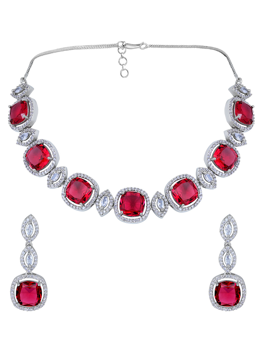 Radiant Rhodium White & Pink CZ Choker Set