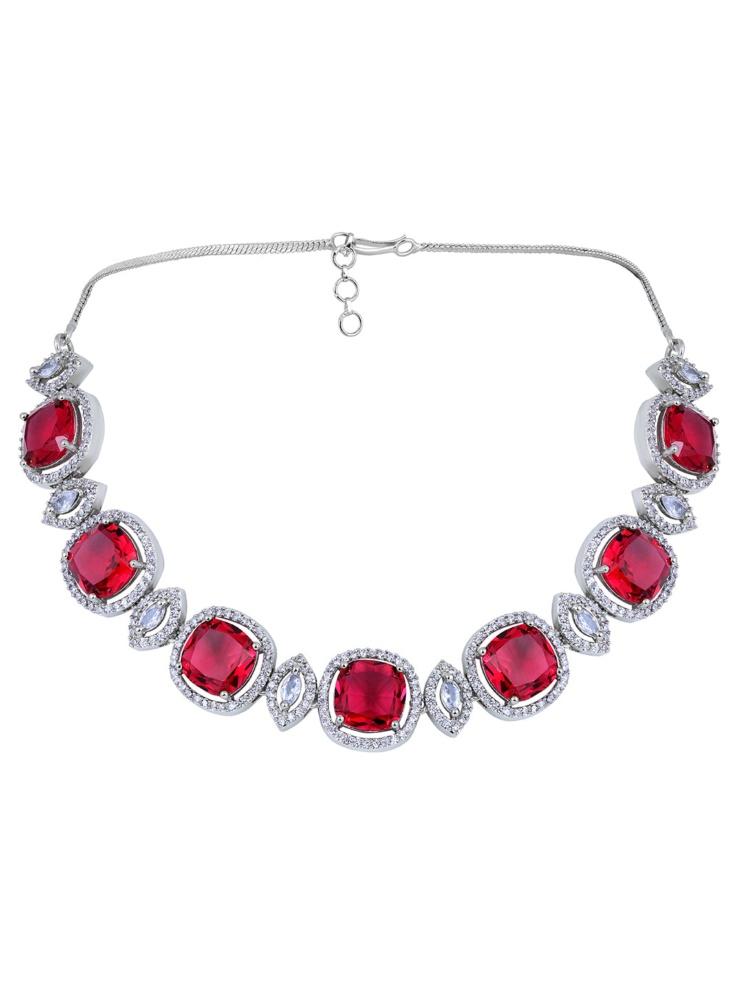 Radiant Rhodium White & Pink CZ Choker Set