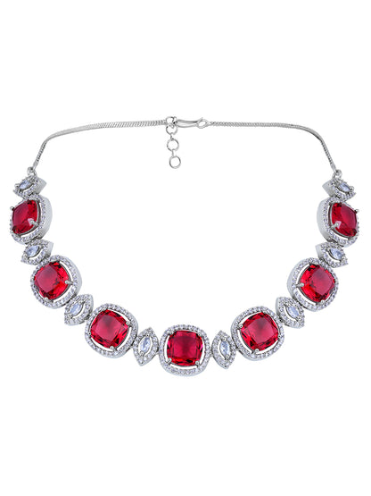 Radiant Rhodium White & Pink CZ Choker Set