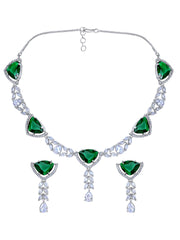 Stunning Eye-Catchy Silver Toned CZ-Studded Jewellery Set