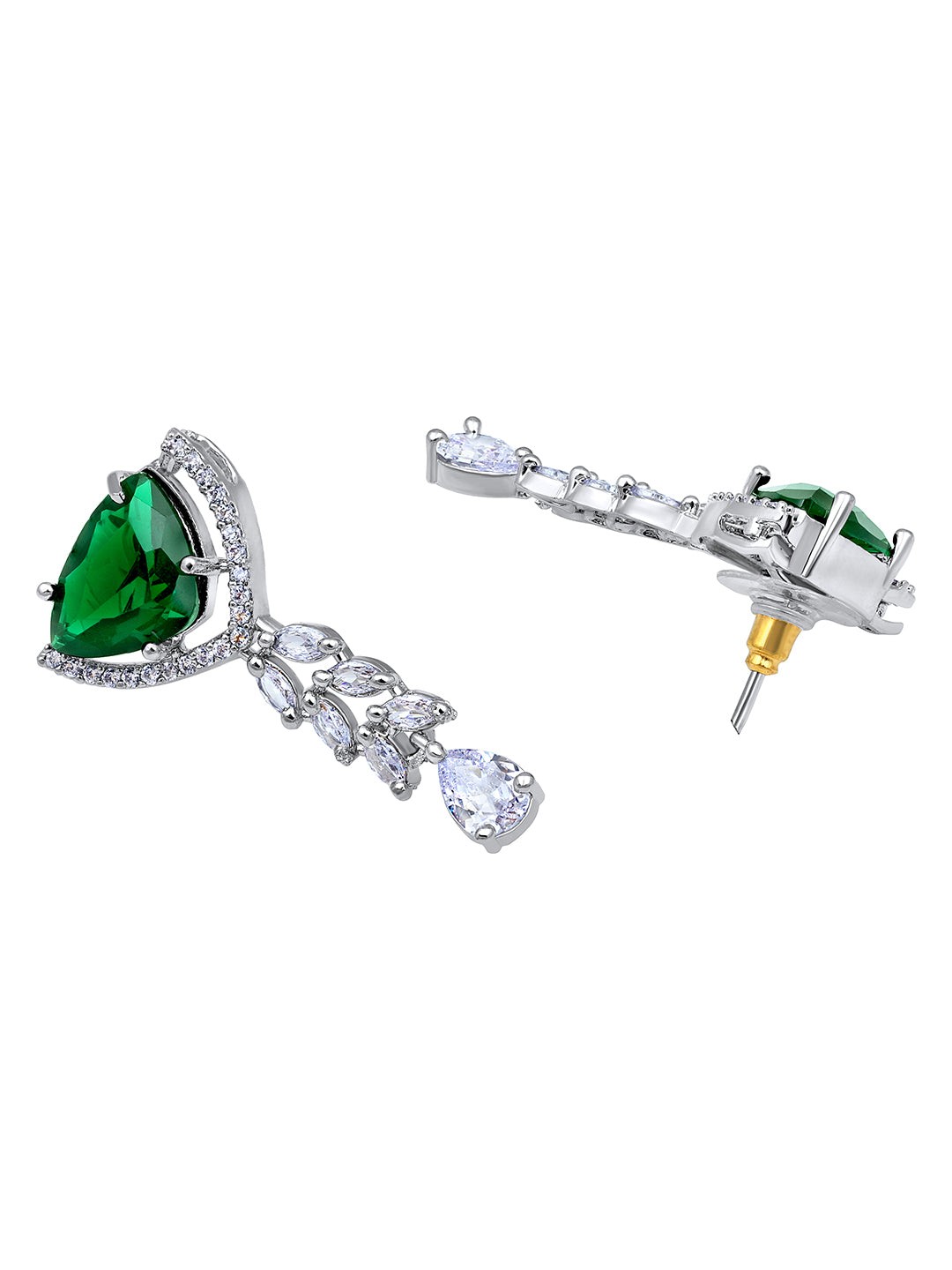 Verdant Charm: Rhodium-Plated Choker & Earring Set