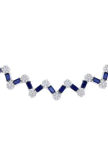 Cobalt Charm: Rhodium-Plated Choker & Earring Set