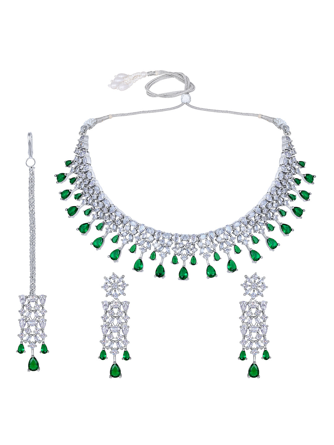 Emerald Elegance Green Stone Choker Set