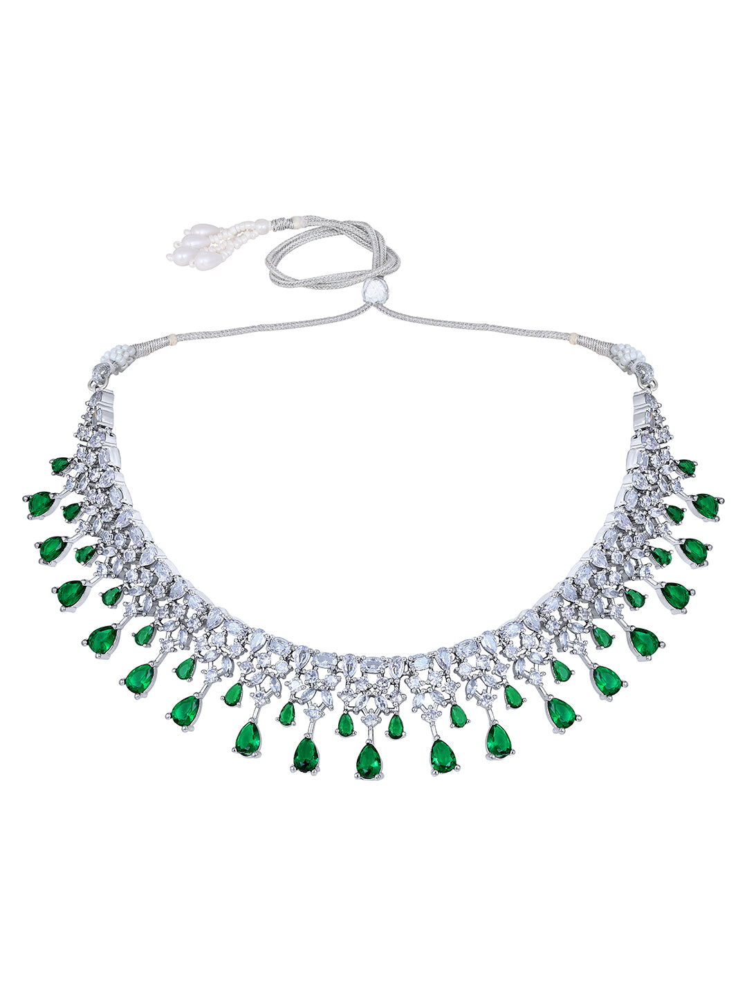 Emerald Elegance Green Stone Choker Set