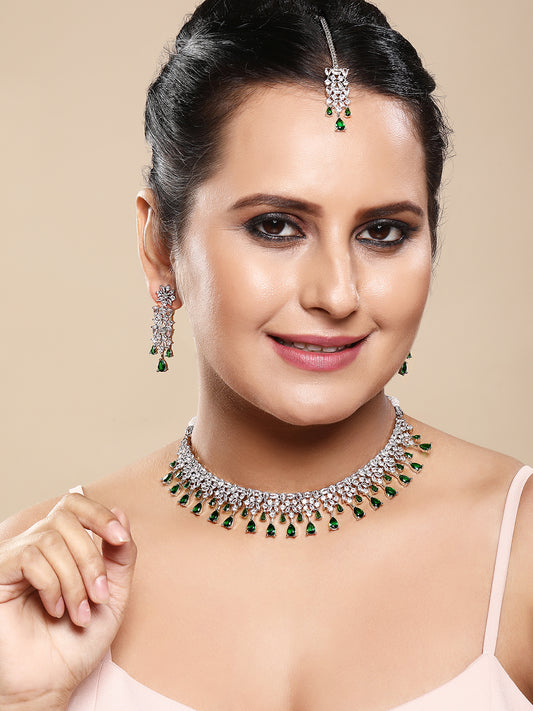Emerald Elegance Green Stone Choker Set