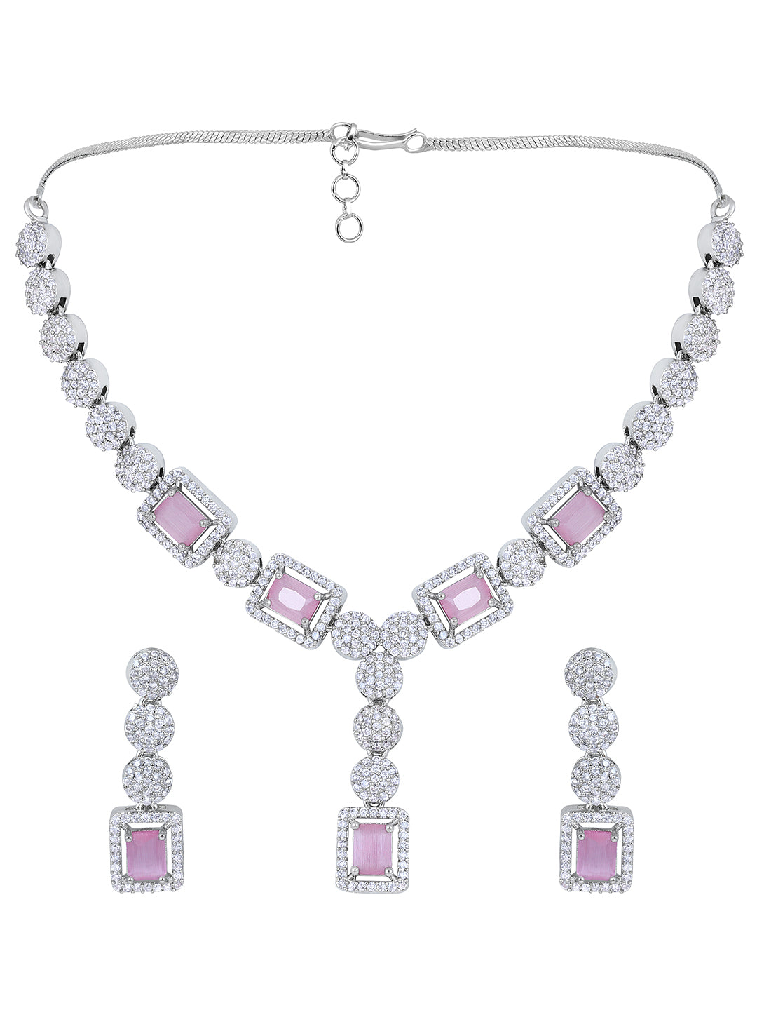 Romantic Glow: Rhodium-Plated Choker & Earring Set