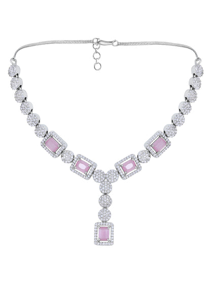 Romantic Glow: Rhodium-Plated Choker & Earring Set