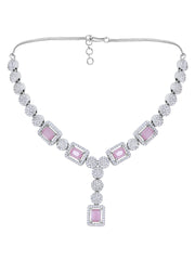 Stunning Eye-Catchy Silver Toned CZ-Studded Jewellery Set