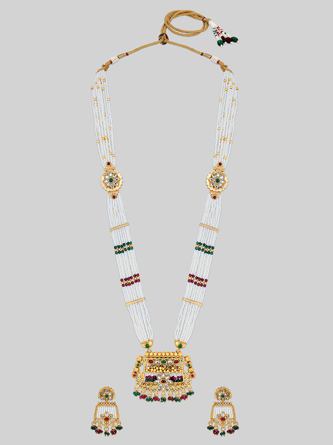 Multicolor Kundan Gold-Plated Dangle Earrings