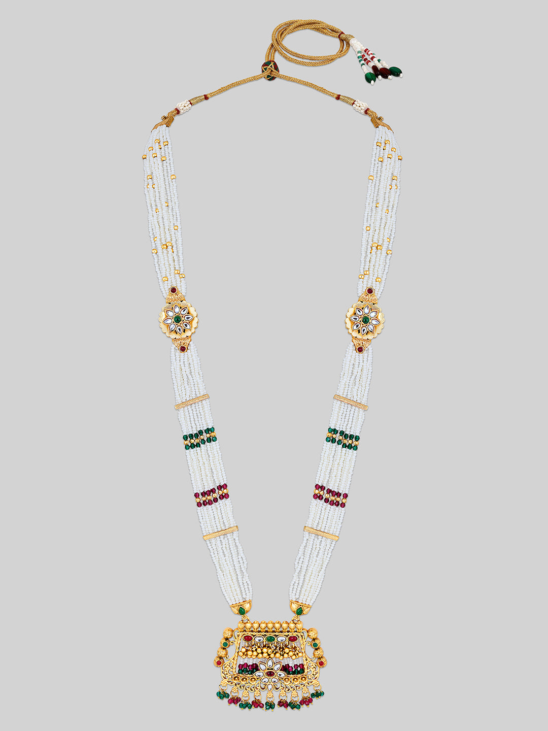 Multicolor Kundan Gold-Plated Dangle Earrings