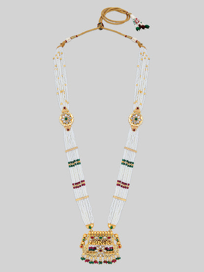 Multicolor Kundan Gold-Plated Dangle Earrings