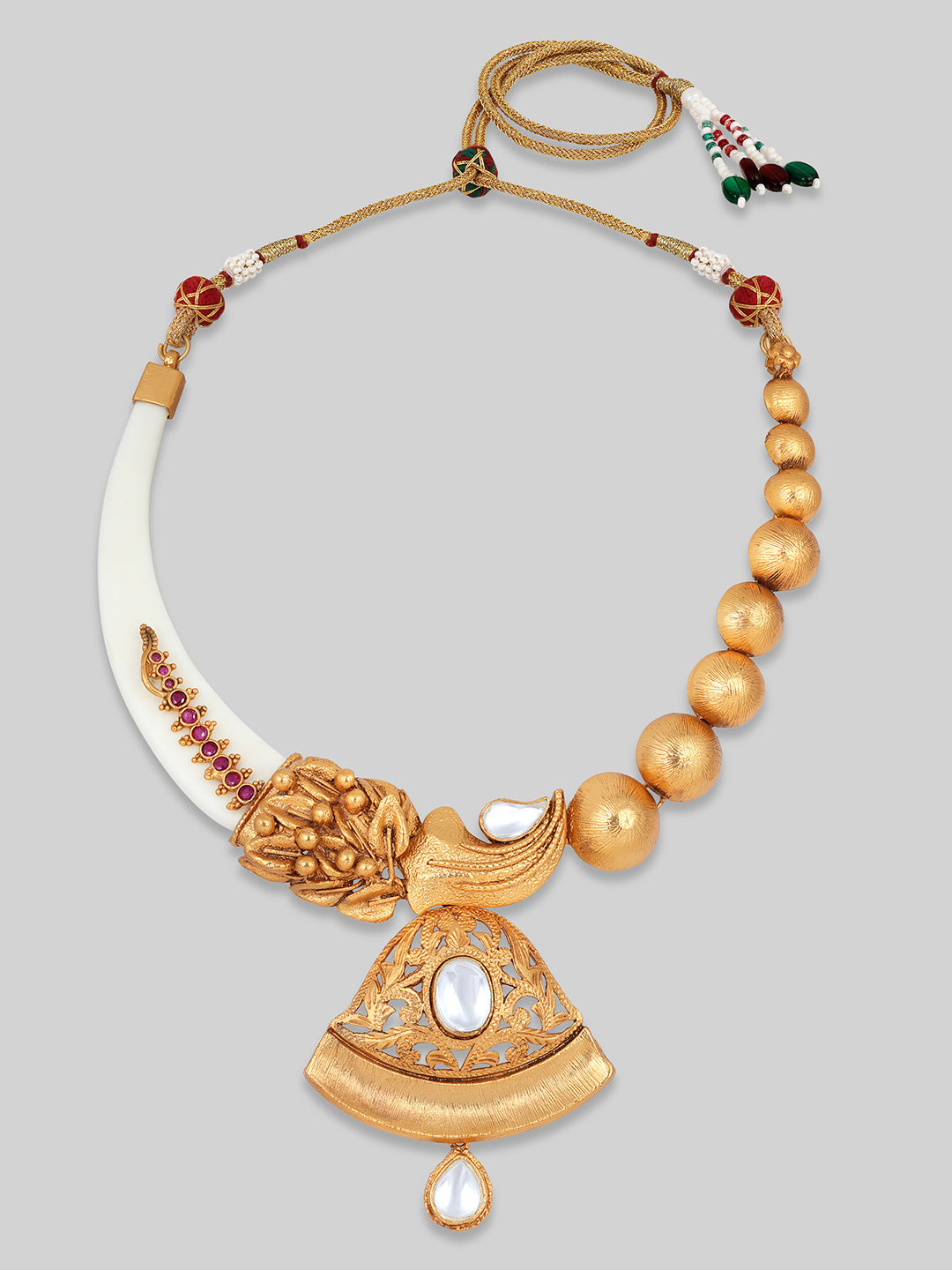 Gold-Plated Kundan Necklace Setwith Dangle Earrings