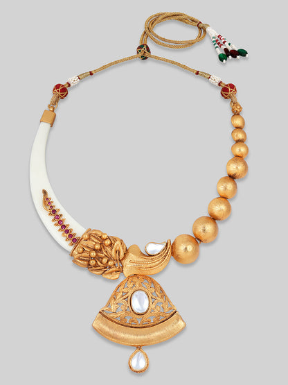 Gold-Plated Kundan Necklace Setwith Dangle Earrings