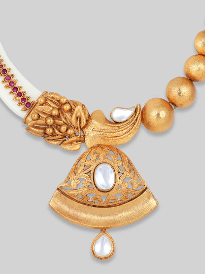 Gold-Plated Kundan Necklace Setwith Dangle Earrings