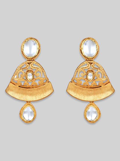 Gold-Plated Kundan Necklace Setwith Dangle Earrings