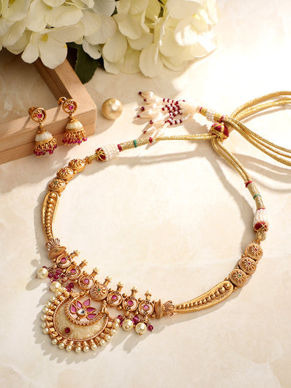 Gold-Plated Kundan Necklace Setwith Jhumka Earring