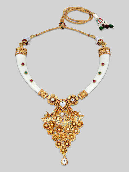 Gold-Plated Kundan Necklace Setwith Dangle Earrings