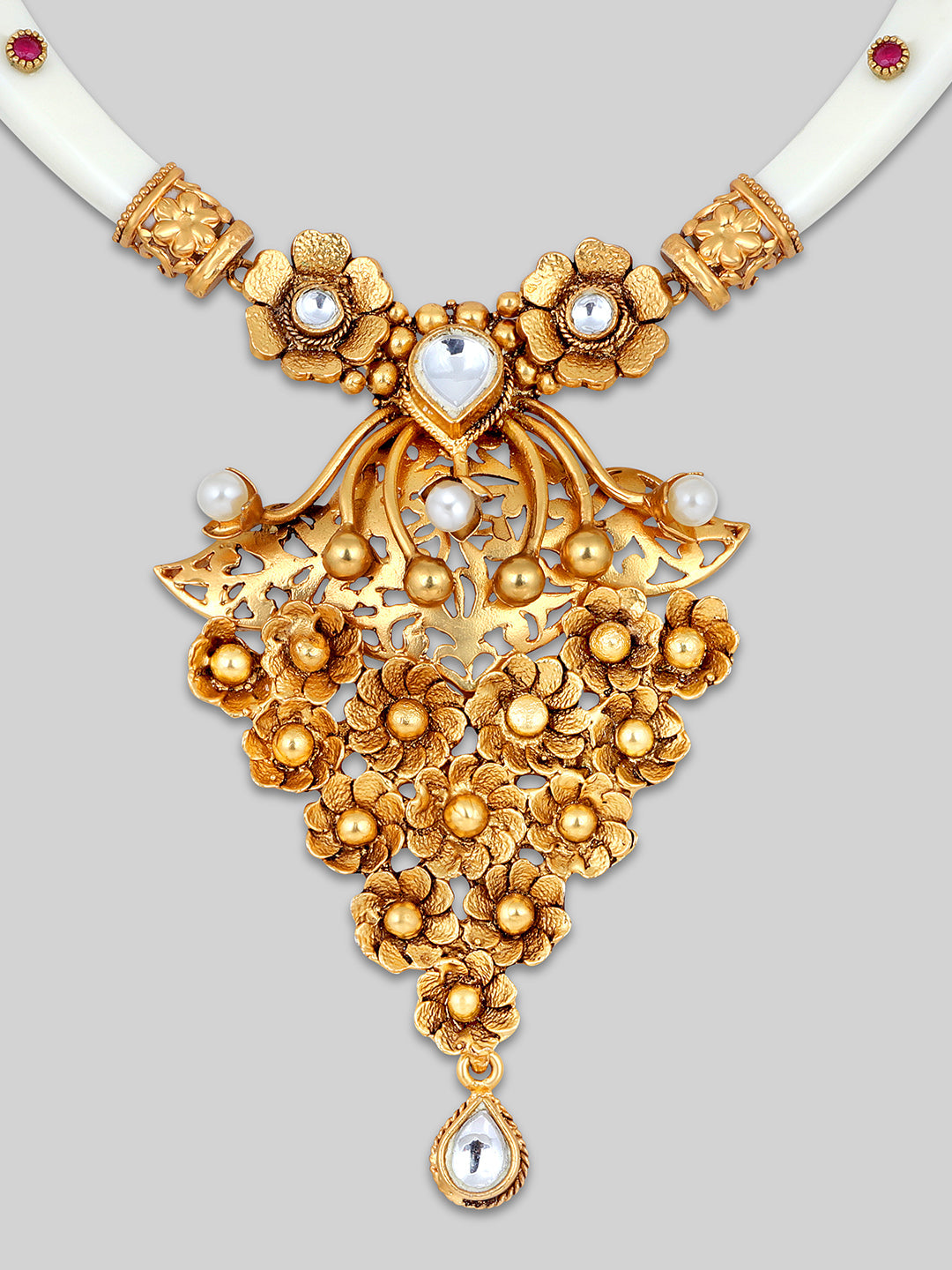 Gold-Plated Kundan Necklace Setwith Dangle Earrings