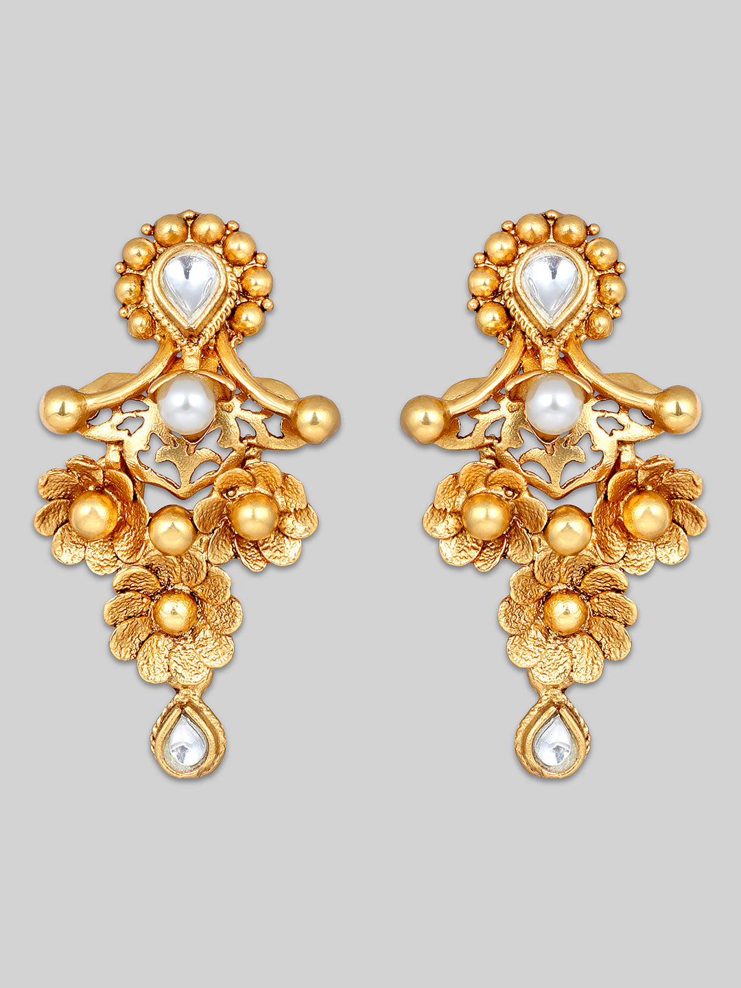 Gold-Plated Kundan Necklace Setwith Dangle Earrings