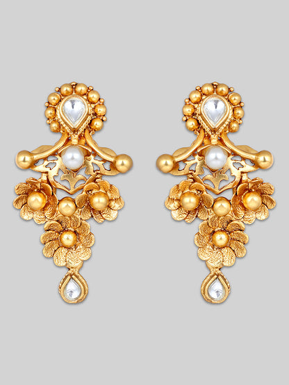 Gold-Plated Kundan Necklace Setwith Dangle Earrings