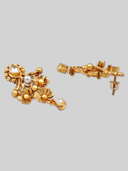 Gold-Plated Kundan Necklace Setwith Dangle Earrings