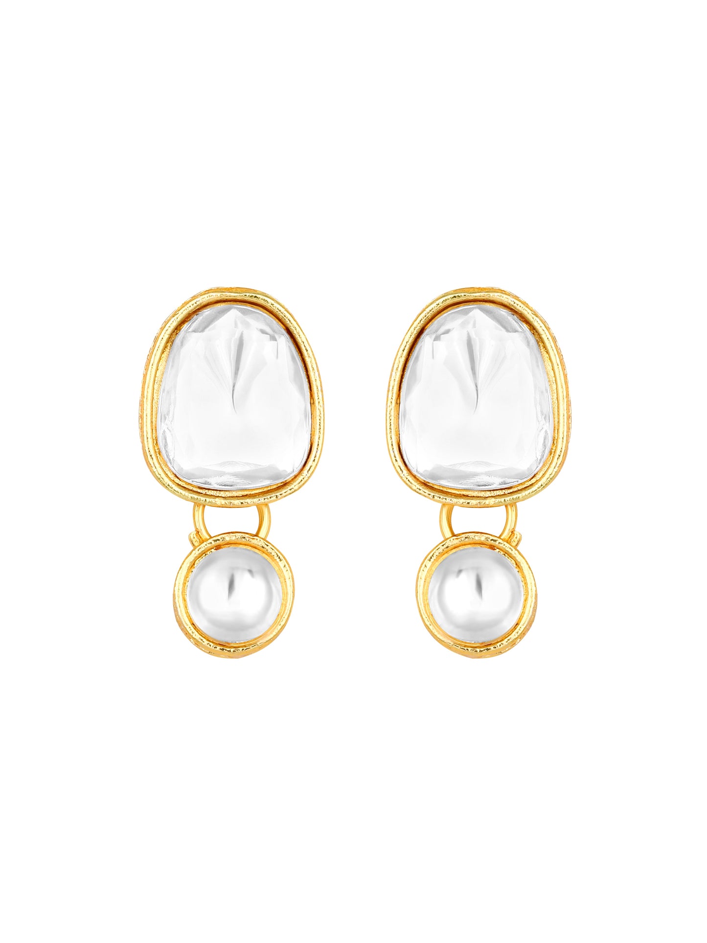 Gold-Plated Kundan Necklace Set With Drop Earring