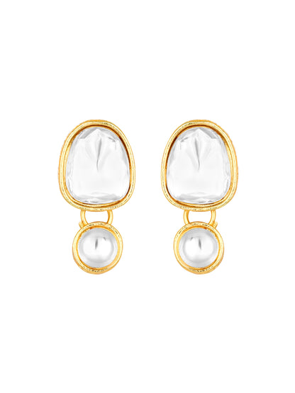 Gold-Plated Kundan Necklace Set With Drop Earring