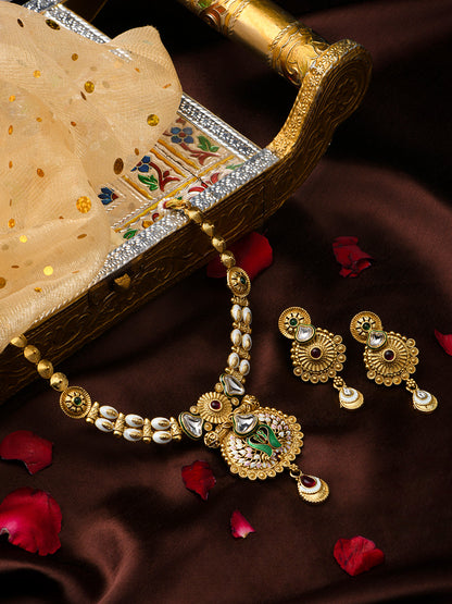 Multicolor Kundan Gold-Plated Dangle Earring