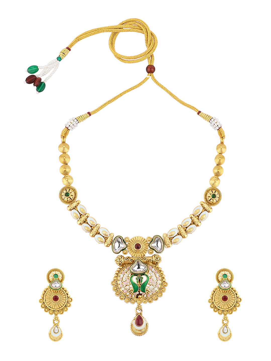 Multicolor Kundan Gold-Plated Dangle Earring