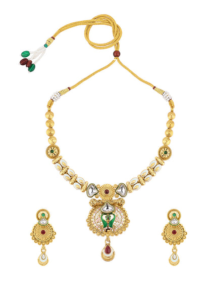 Multicolor Kundan Gold-Plated Dangle Earring