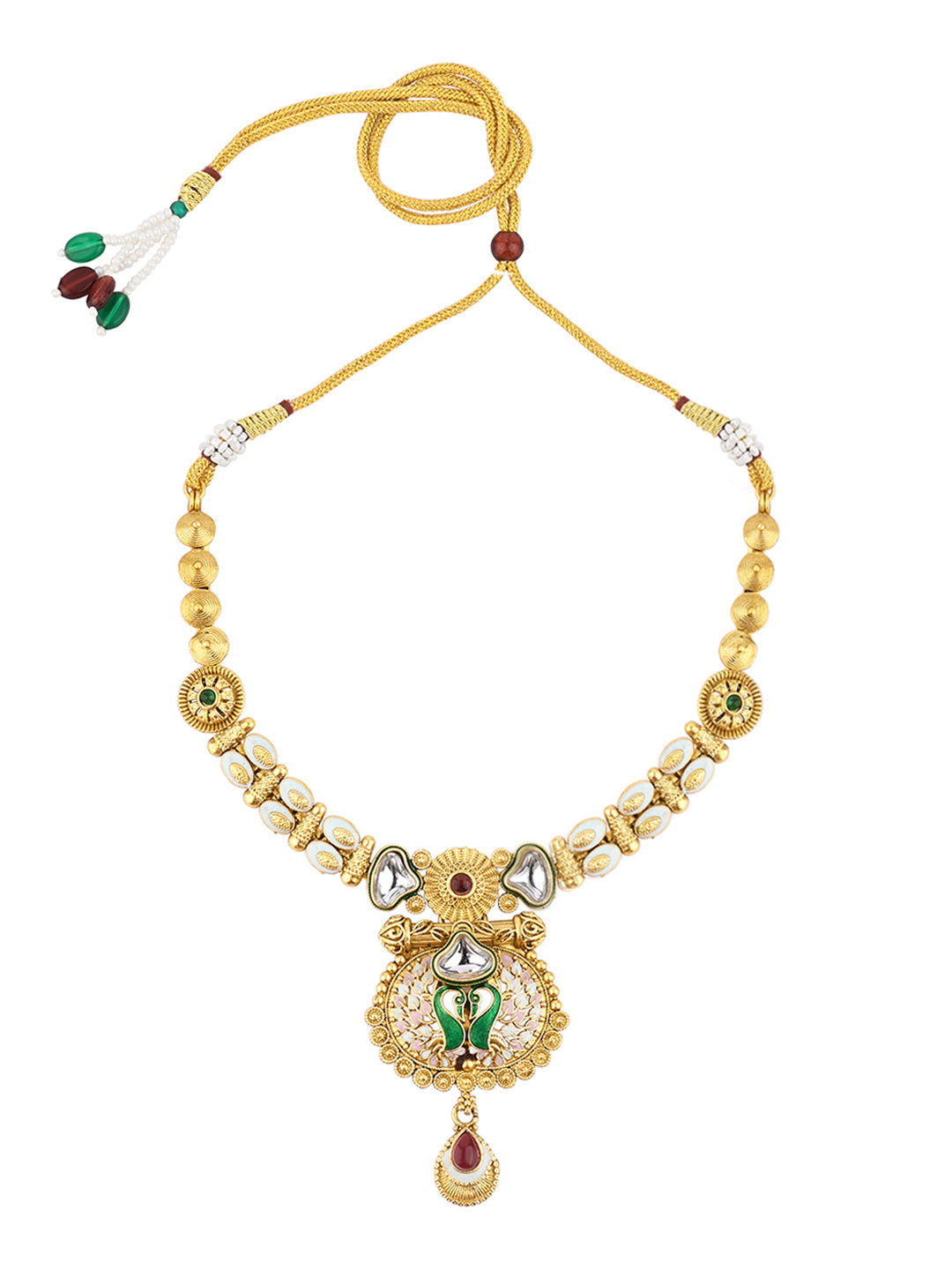 Multicolor Kundan Gold-Plated Dangle Earring