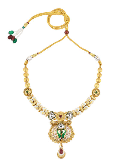 Multicolor Kundan Gold-Plated Dangle Earring