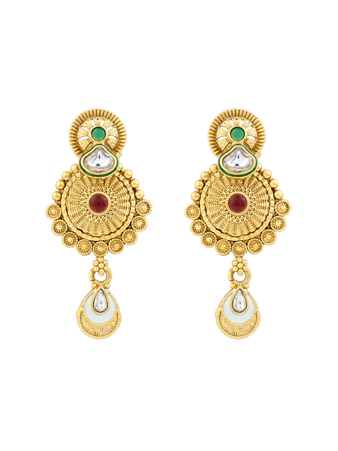 Multicolor Kundan Gold-Plated Dangle Earring