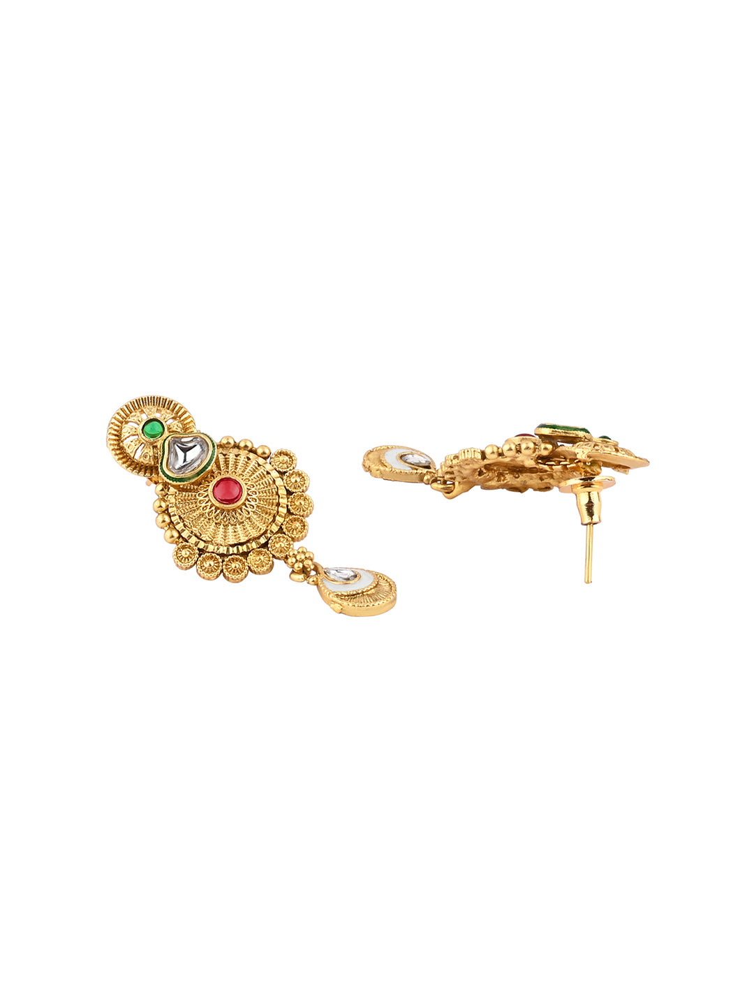 Multicolor Kundan Gold-Plated Dangle Earring