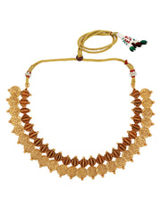 Gold Plated Red & Green Stone Studded Temple Jewellery Set_A-NS194