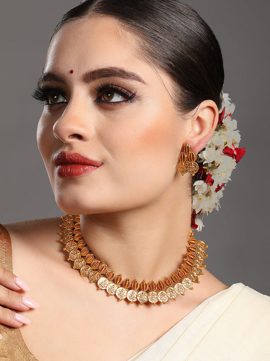 Gold-Plated Gold, Multicolor Pearl Drop Earring With Jewellery Set