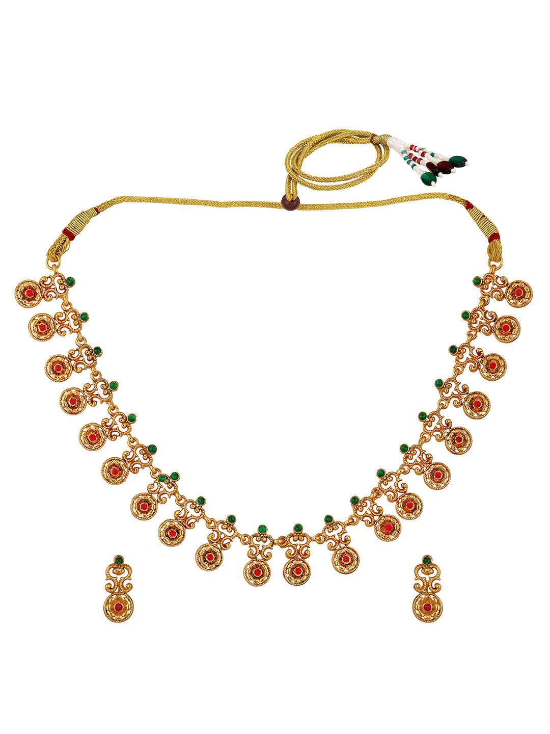 Gold-Plated Pearl Jewellery Set With Drop Earring