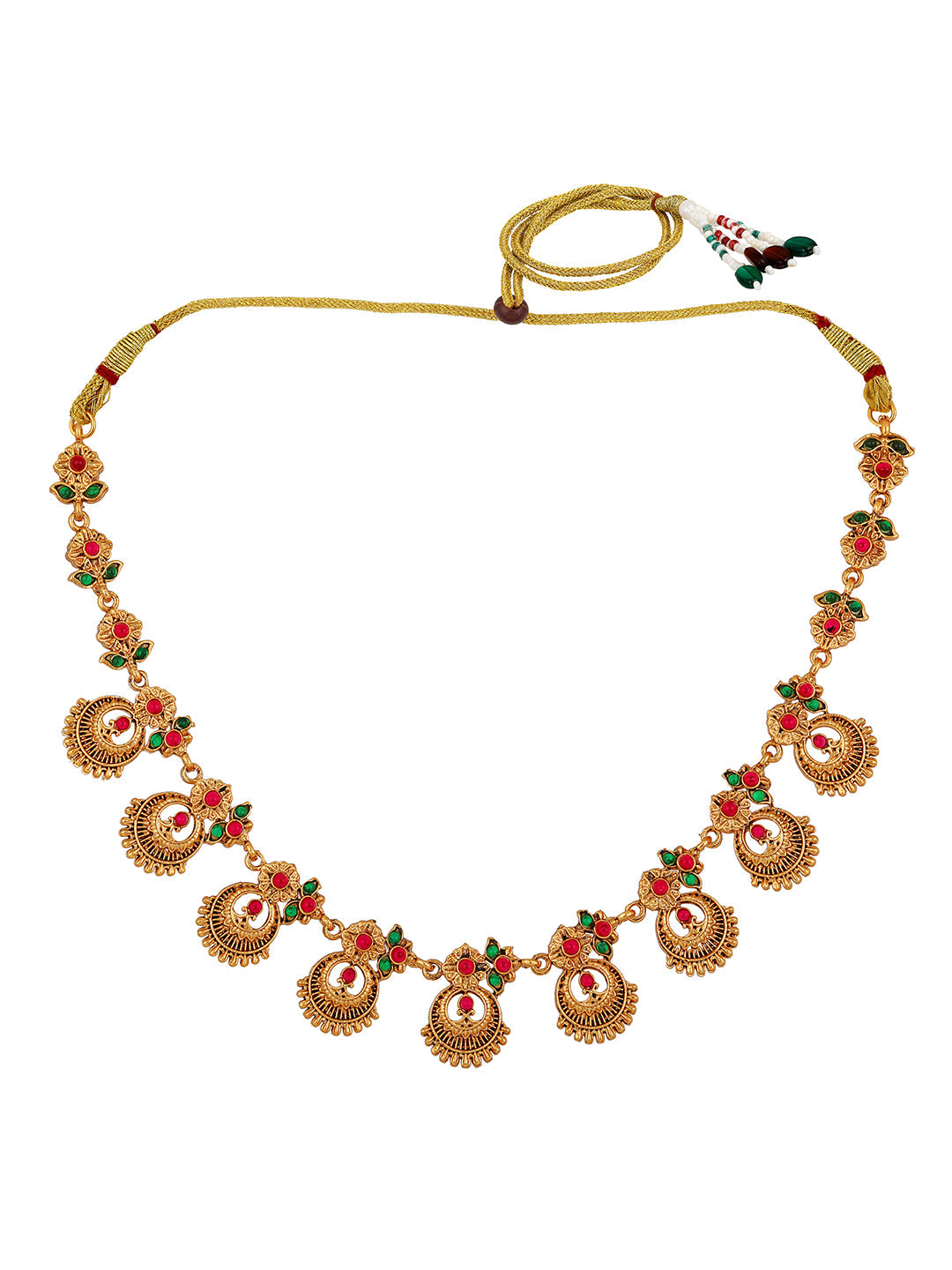 Gold-Plated Artificial Stone Jewellery Set With Drop Earring