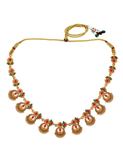 Gold-Plated Artificial Stone Jewellery Set With Drop Earring